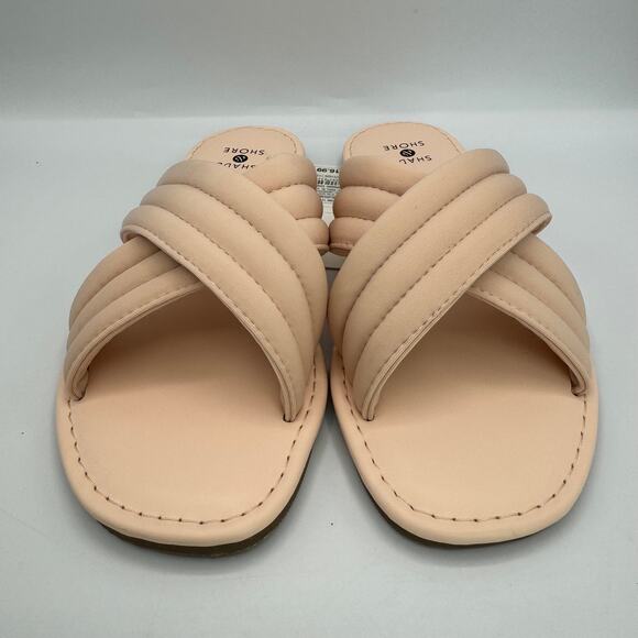 Shade & Shore Maxie Padded Crossband Sandals, Size 5, Nude/Blush Slide Flats NWT - Picture 4 of 7